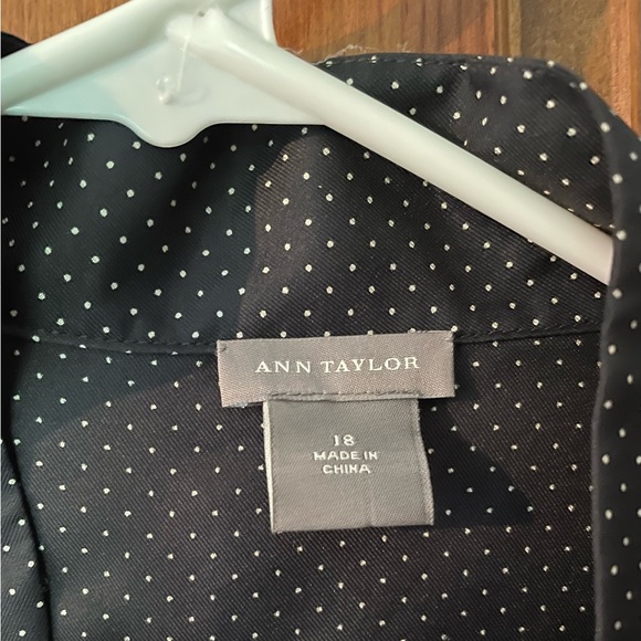Black w/white pin dots silk blouse from Talbots. Size 18. - Picture 2 of 3